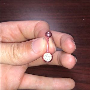 Pink Volleyball Bellybutton Ring